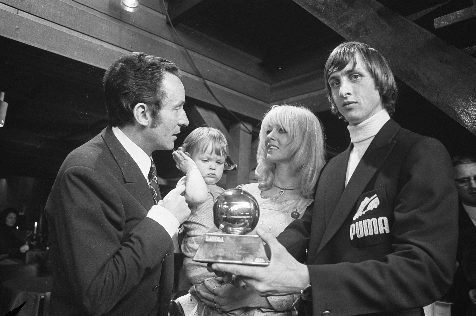 John Cruyff (far right) with the Ballon d'Or